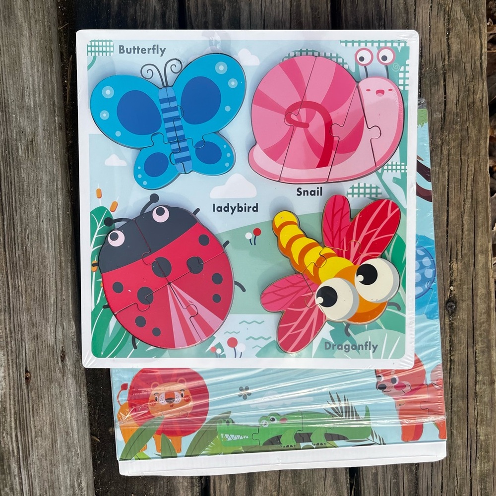 WOODEN JIGSAW PUZZLE ‘CREATURES’ 4 DIFFERENT CREATURES/INSECTS